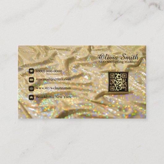 Carte De Visite Élégante Parties scintillant en satin or de Monogr (Devant)