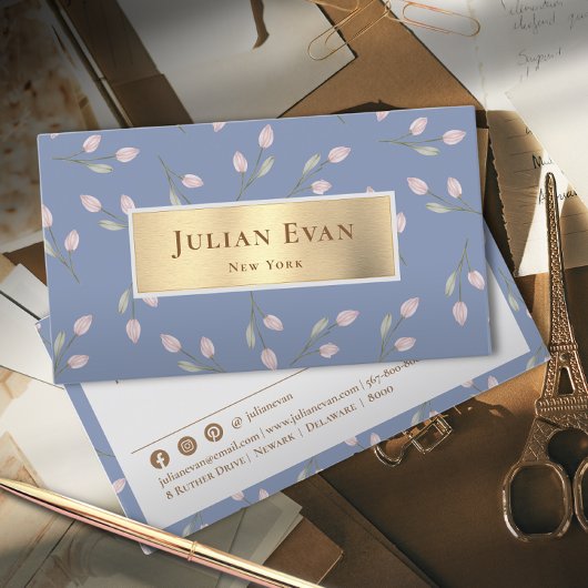 Carte De Visite Élégante Parties scintillant féminine Or Dusty Blu