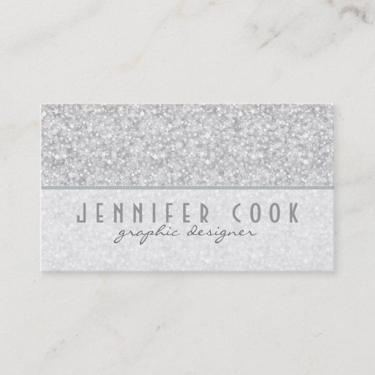 Carte De Visite Elégante Parties scintillant gris argent texture (Devant)