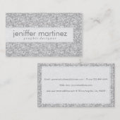 Carte De Visite Elégante Parties scintillant gris argenté et textu (Devant / Derrière)