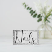 Carte De Visite Elégante Parties scintillant Gris Rhinestone Diamo (Debout devant)