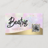 Carte De Visite Élégante Parties scintillant holographique rose or (Devant)