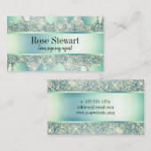 Carte De Visite Élégante parties scintillant moderne vert menthe g (Devant / Derrière)