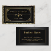 Carte De Visite Élégante Parties scintillant noire et or (Devant / Derrière)