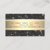 Carte De Visite Elégante Parties scintillant Noire Moderne Luxe, B (Dos)