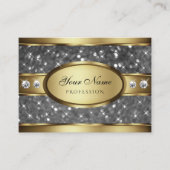 Carte De Visite Elégante Parties scintillant or argent étoiles et  (Devant)