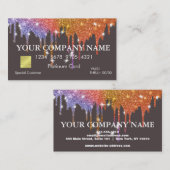 Carte De Visite Elégante Parties scintillant Or Driving Black Cart (Devant / Derrière)