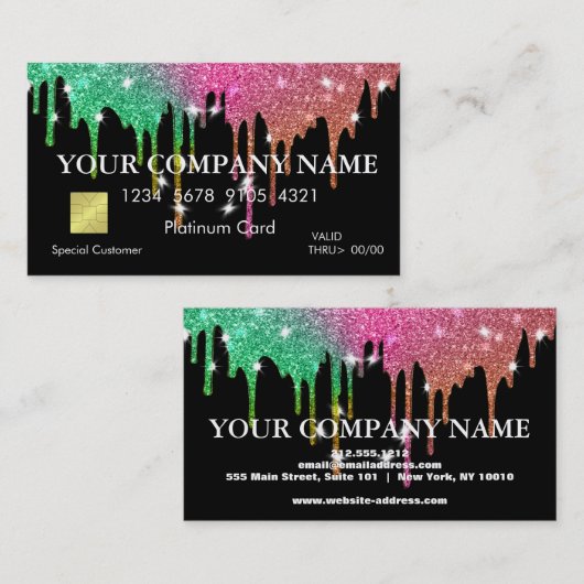 Carte De Visite Elégante Parties scintillant Or Driving Black Cart (Devant / Derrière)