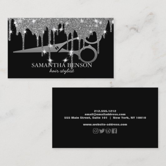 Carte De Visite Elégante Parties scintillant Or Driving cheveux St (Devant / Derrière)