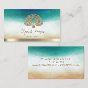 Carte De Visite Elégante Parties scintillant Or Lotus Beauty Salon