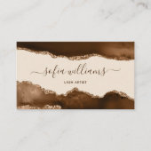 Carte De Visite Élégante Parties scintillant Or moderne Brown Agat (Devant)