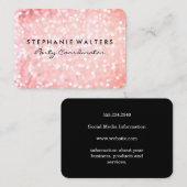 Carte De Visite Élégante Parties scintillant rose (Devant / Derrière)