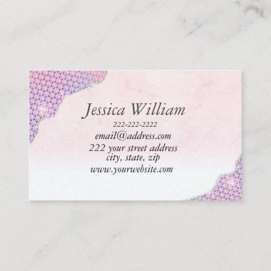 Carte De Visite Élégante Parties scintillant rose des arêtes de si (Dos)