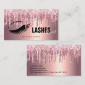 Carte De Visite Élégante parties scintillant rose en or gouttes ci (Devant / Derrière)