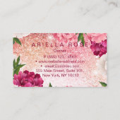 Carte De Visite Élégante Parties scintillant Rose Florale (Dos)