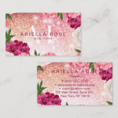 Carte De Visite Élégante Parties scintillant Rose Florale (Devant / Derrière)