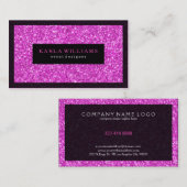 Carte De Visite Elégante Parties scintillant Rose Profond Avec Acc (Devant / Derrière)