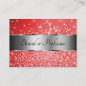 Carte De Visite Elégante Parties scintillant rouge rubis Argent Lu (Devant)