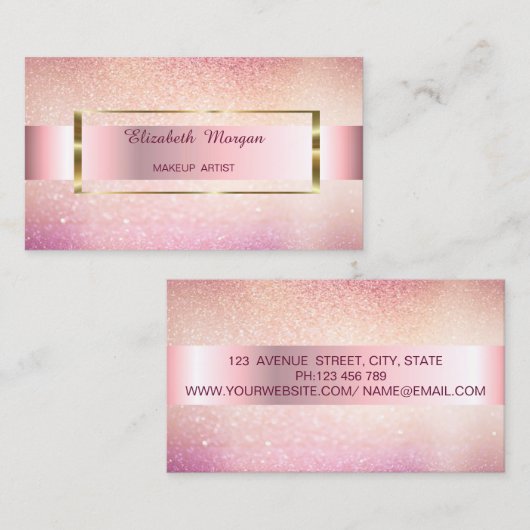 Carte De Visite Elégante Parties scintillant tendance Bokeh Gold F (Devant / Derrière)