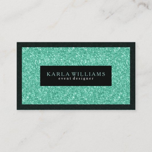 Carte De Visite Elégante Parties scintillant vert menthe aux accen (Devant)