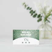 Carte De Visite Elégante Parties scintillant verte blanche avec Mo (Debout devant)
