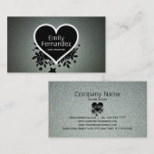 Carte De Visite Elégante Parties scintillant verte gris (Devant / Derrière)