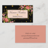 Carte De Visite Elégante Pêche et noir Rose Wedding planner Floral (Devant / Derrière)