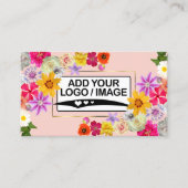 Carte De Visite Élégante Pêche Fleur sauvage Lumière avec logo et (Devant)