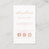 Carte De Visite Élégante Pêche Monogramme Professional Floral Cres (Dos)