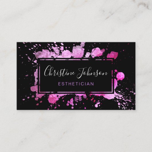 Carte De Visite ・ élégante peinture noire et violette (Devant)