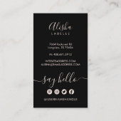 Carte De Visite Elégante perle noire et rose (Dos)