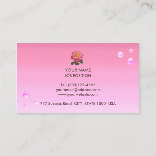 Carte De Visite Elégante perle rose sur dégradé rose (Dos)