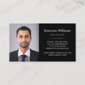 Carte De Visite Élégante photo et logo noir (Devant)