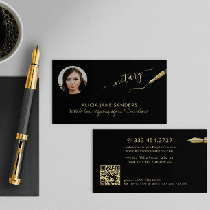 Carte De Visite Elégante photo QR CODE agent de signature de notai