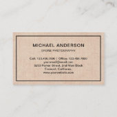 Carte De Visite Élégante photographie de drone moderne de Burlap (Dos)