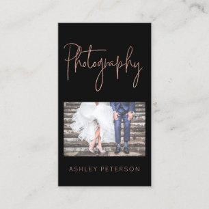 Carte De Visite Élégante photographie rose en or typographie minim