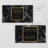 Carte De Visite élégante pierre de marbre noir (Devant / Derrière)
