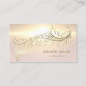 Carte De Visite Elégante plumes d'or de luxe (Devant)