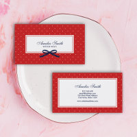 Élégante Polka Rouge & Blanc Moderne Point Bleu Ru