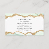 Carte De Visite Elégante Porte verte de mer et Or (Dos)