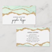 Carte De Visite Elégante Porte verte de mer et Or (Devant / Derrière)