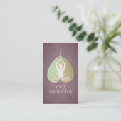 Carte De Visite Élégante posture de méditation de Yoga avec feuill (Debout devant)