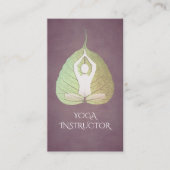 Carte De Visite Élégante posture de méditation de Yoga avec feuill (Devant)