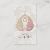 Carte De Visite Élégante posture de méditation de Yoga avec feuill (Devant)
