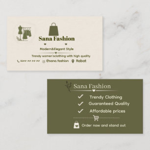 Carte de visite élégante pour les marques de mode