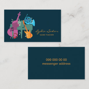 Carte de visite élégante pour professeur de musiqu