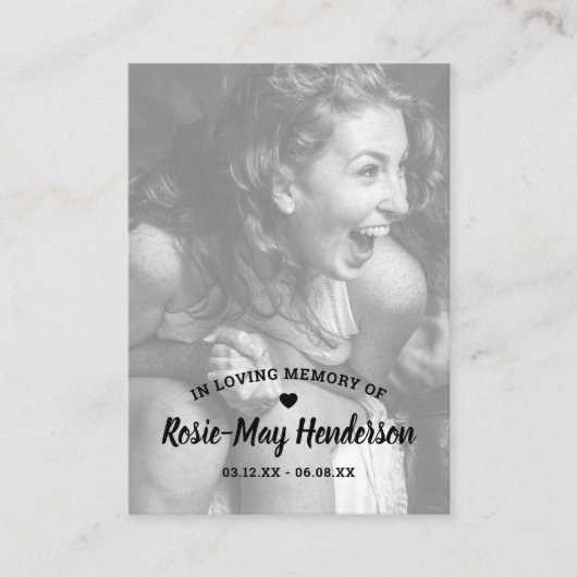 Carte De Visite Élégante prière commémorative de photos (Devant)