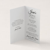 Carte De Visite Élégante prière commémorative funéraire des flocon (Intérieur)