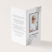 Carte De Visite Élégante prière commémorative funéraire des flocon (Extérieur)