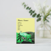 CARTE DE VISITE ÉLÉGANTE PUCE VERTE EN NOIR JAUNE (Debout devant)
